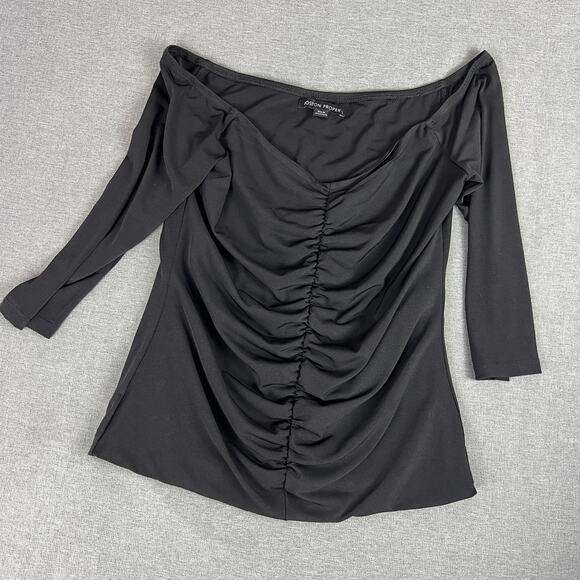 Boston Proper black ruched slinky top size M - Picture 1 of 4